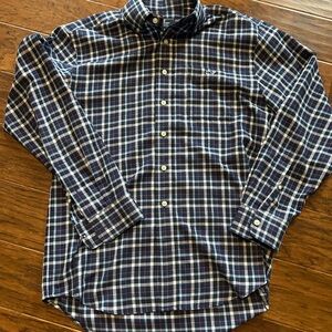 Vineyard Vines Navy, White and Pink Plaid Button-Down Shirt